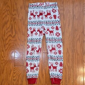Hanna Andersson Kids Red & White Festive Reindeer Pajama Joggers | Size 5